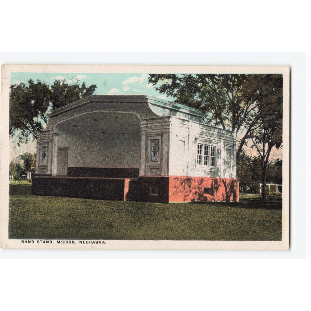 Vintage Band Stand McCook Nebraska Postcard 1923 Postmark Litho VG
